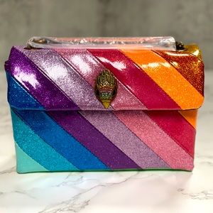 Kurt Geiger London Medium Glitter Rainbow Stripe Crossbody Bag NWT